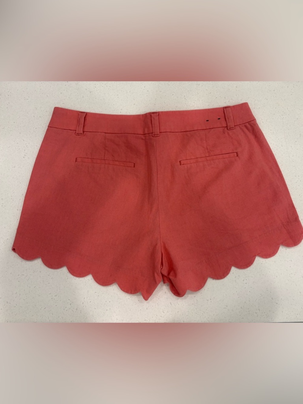 Set of 4 J. Crew Linen Scallop Hem Shorts Coral, Green, Black, White Size 10 - Picture 7 of 15